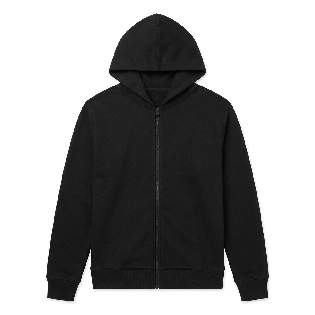 Hoodie Cremallera Clover — Negro