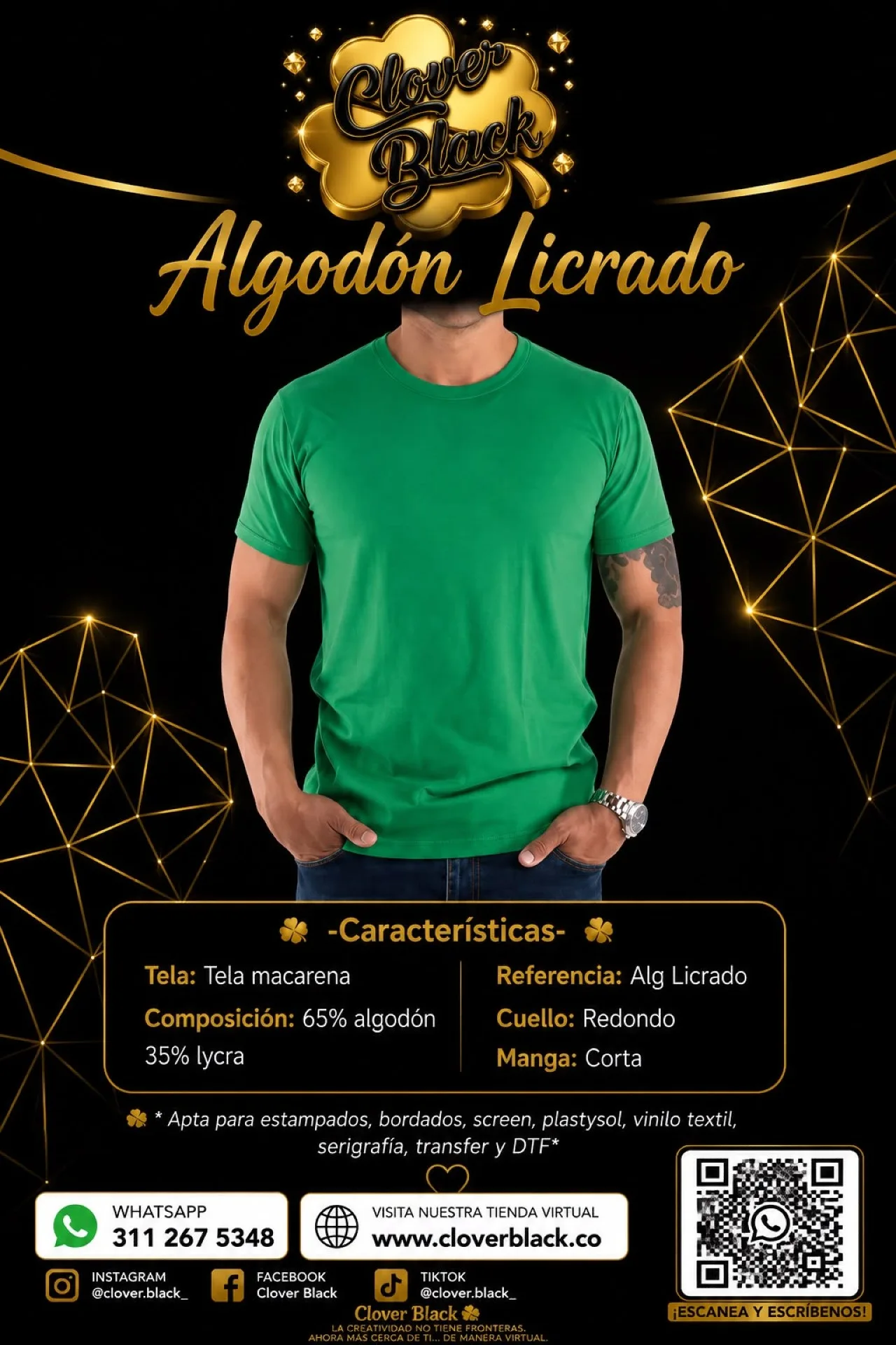 Algodon Licrado Premium Hombre