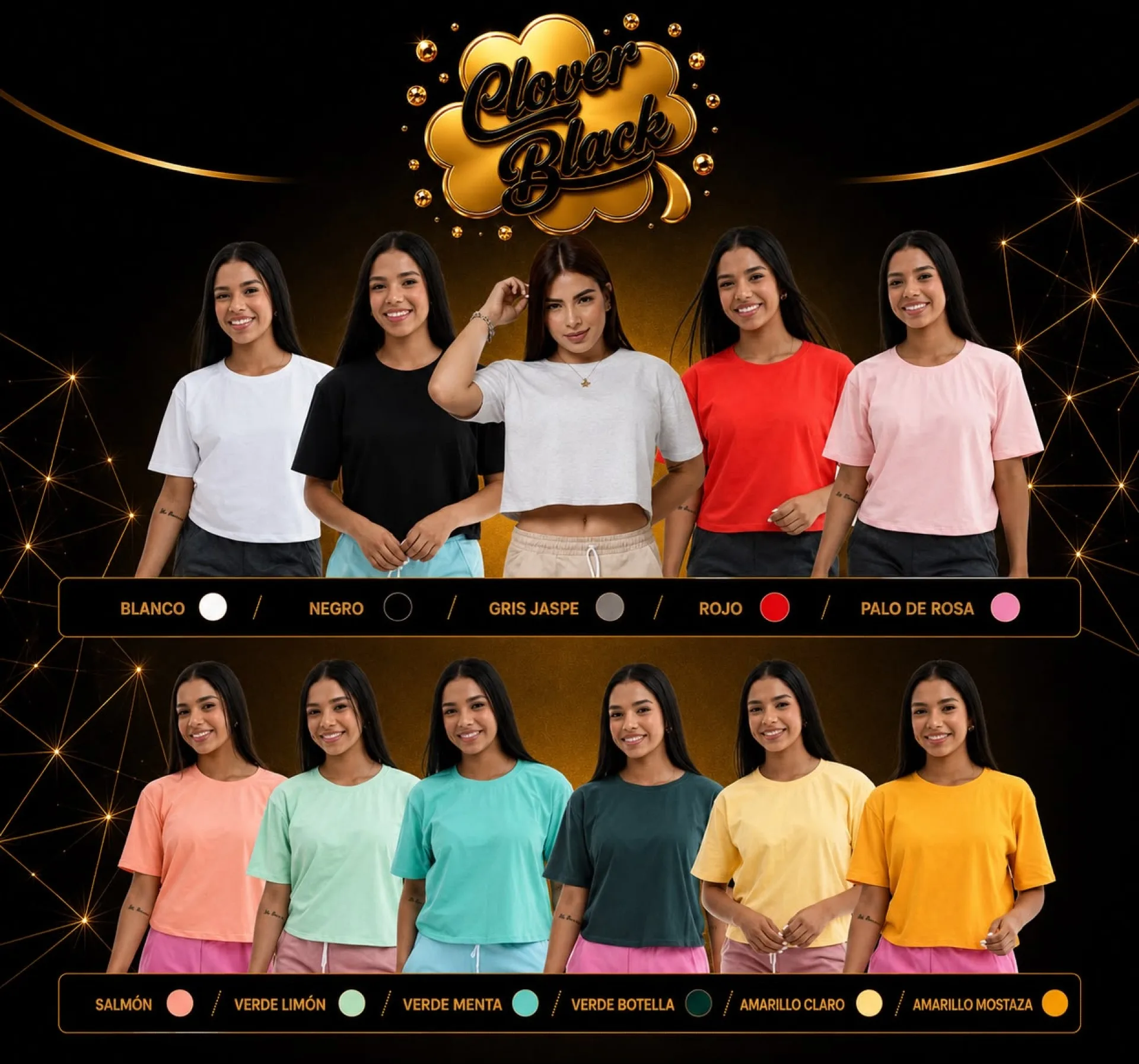 Camiseta Crop Top Oversize — Negro