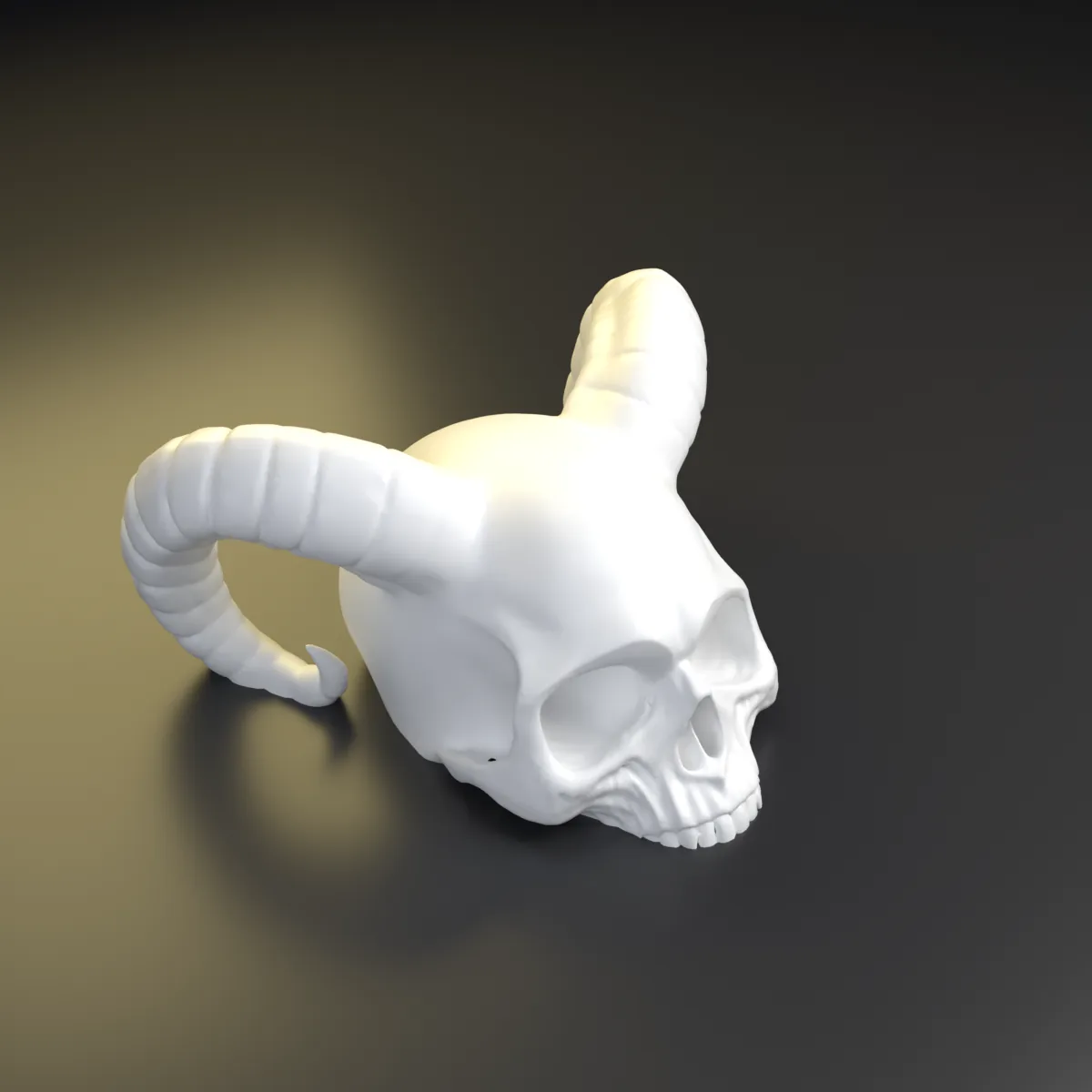 Lámpara calavera con cuernos — otro ángulo