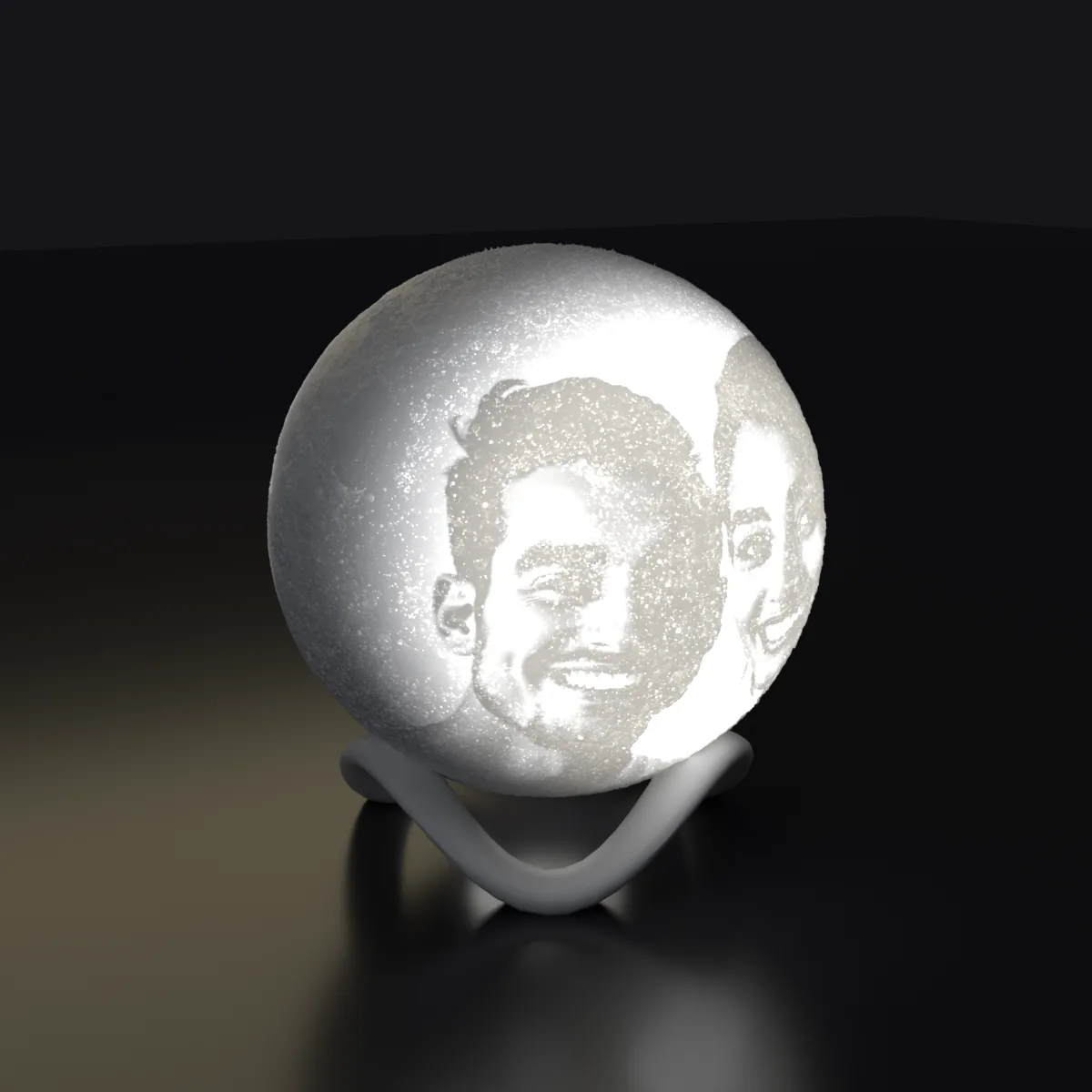Lámpara de luna con tu foto — otro ángulo