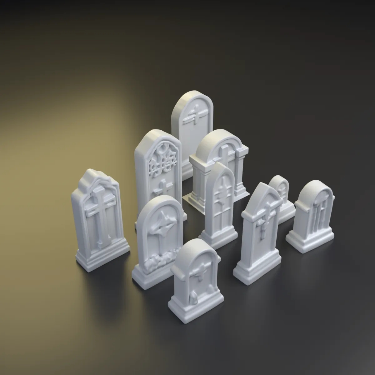 Set de 10 lápidas miniatura — otro ángulo