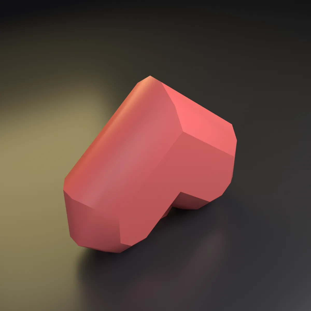 Llavero corazón low poly — otro ángulo