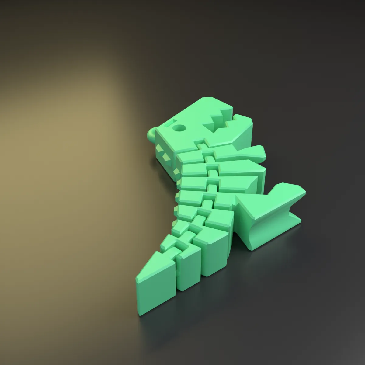 Llavero dinosaurio flexi — otro ángulo