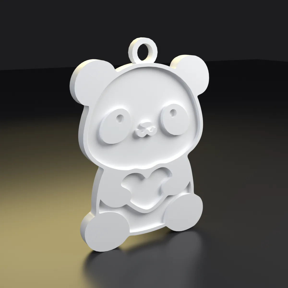Llavero de panda con corazón — otro ángulo
