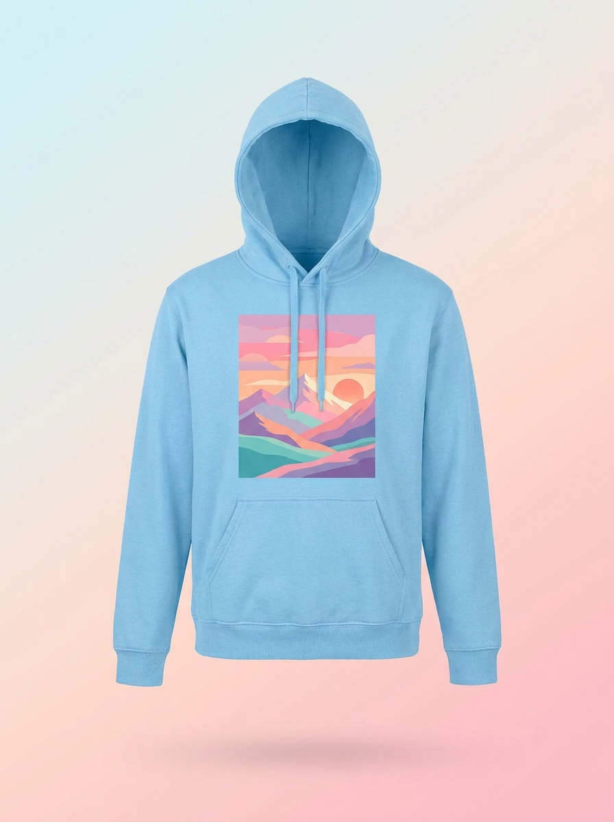 Hoodie Azul Montañas Pastel