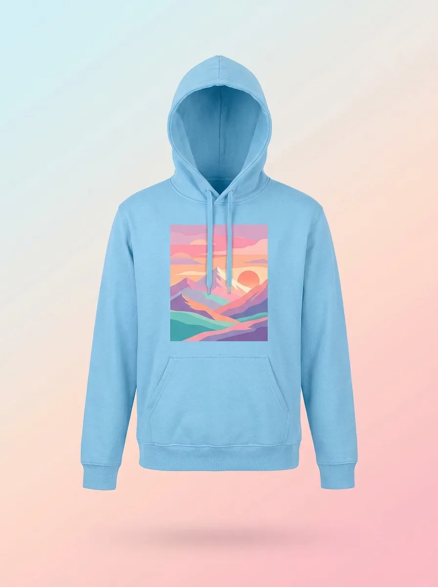Hoodie Azul Montañas Pastel