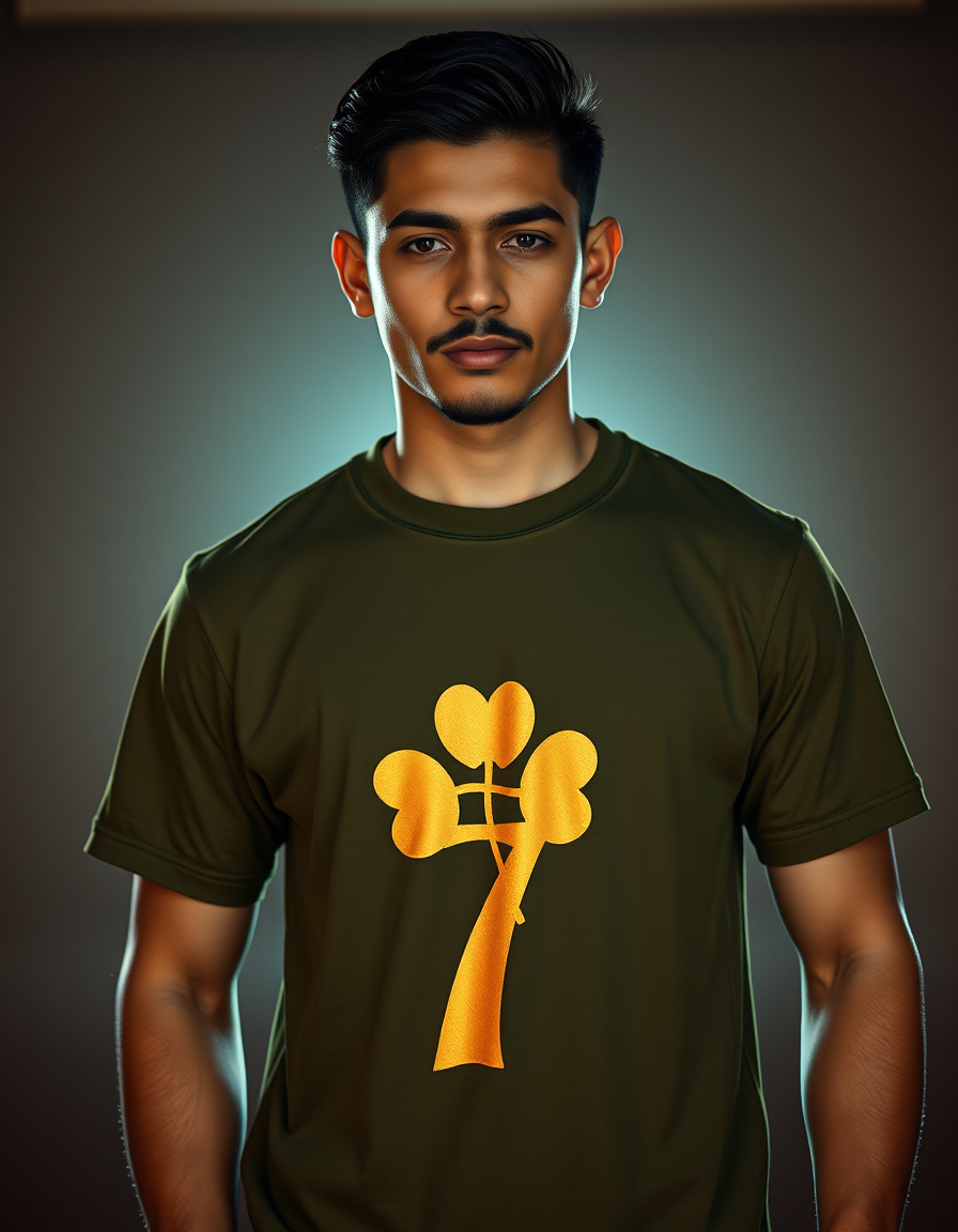 Camiseta Suerte 07 Verde Militar — Blanco