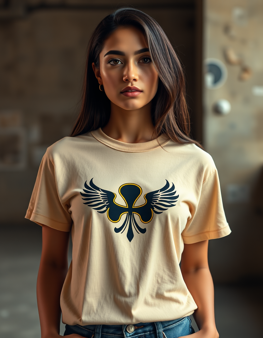 Camiseta Trébol Alado Beige — Blanco