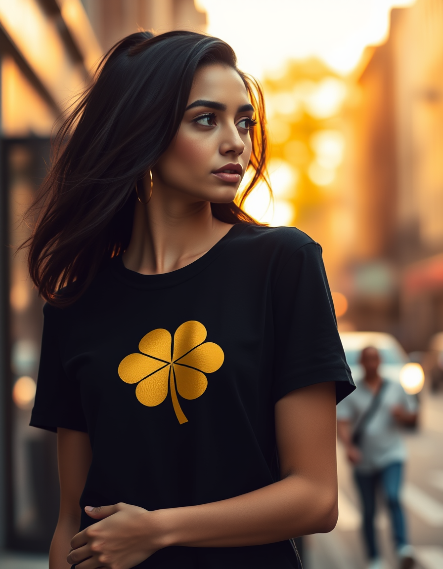 Camiseta Trébol Geo Negra — Blanco