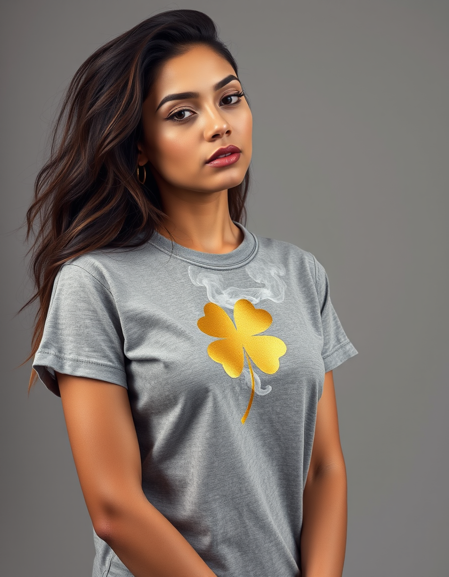 Camiseta Trébol Humo Gris — Blanco