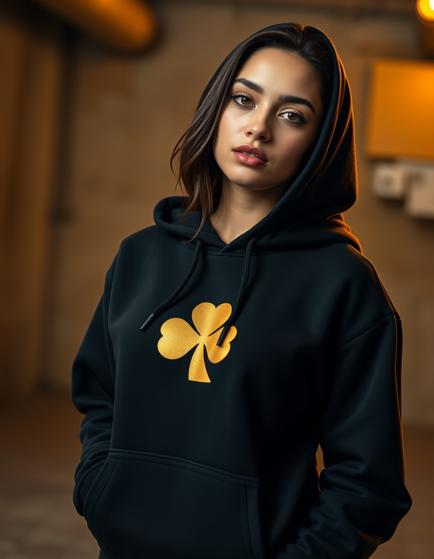 Hoodie Trébol Cósmico — Blanco