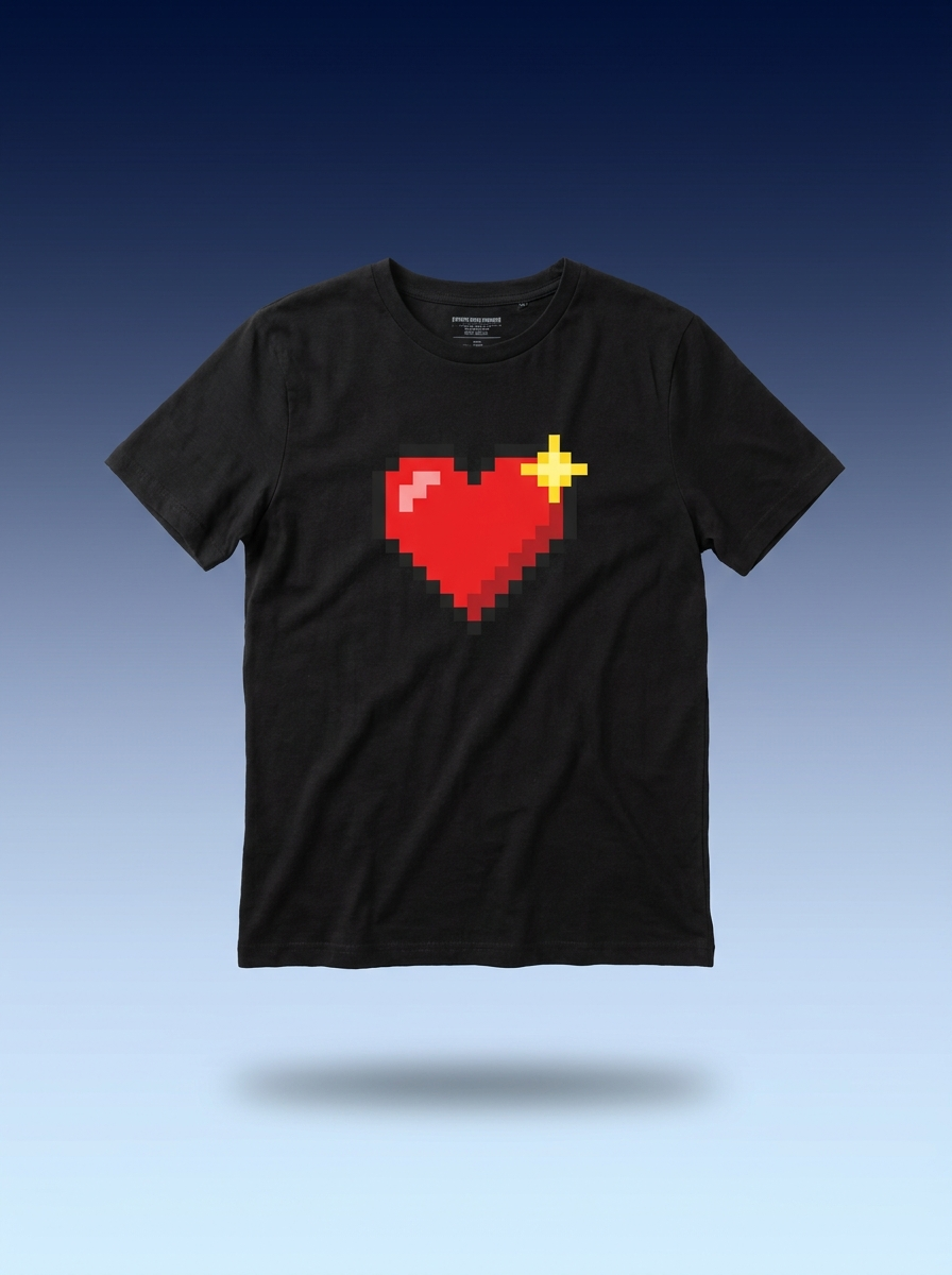 Camiseta Corazón Pixel — Blanco