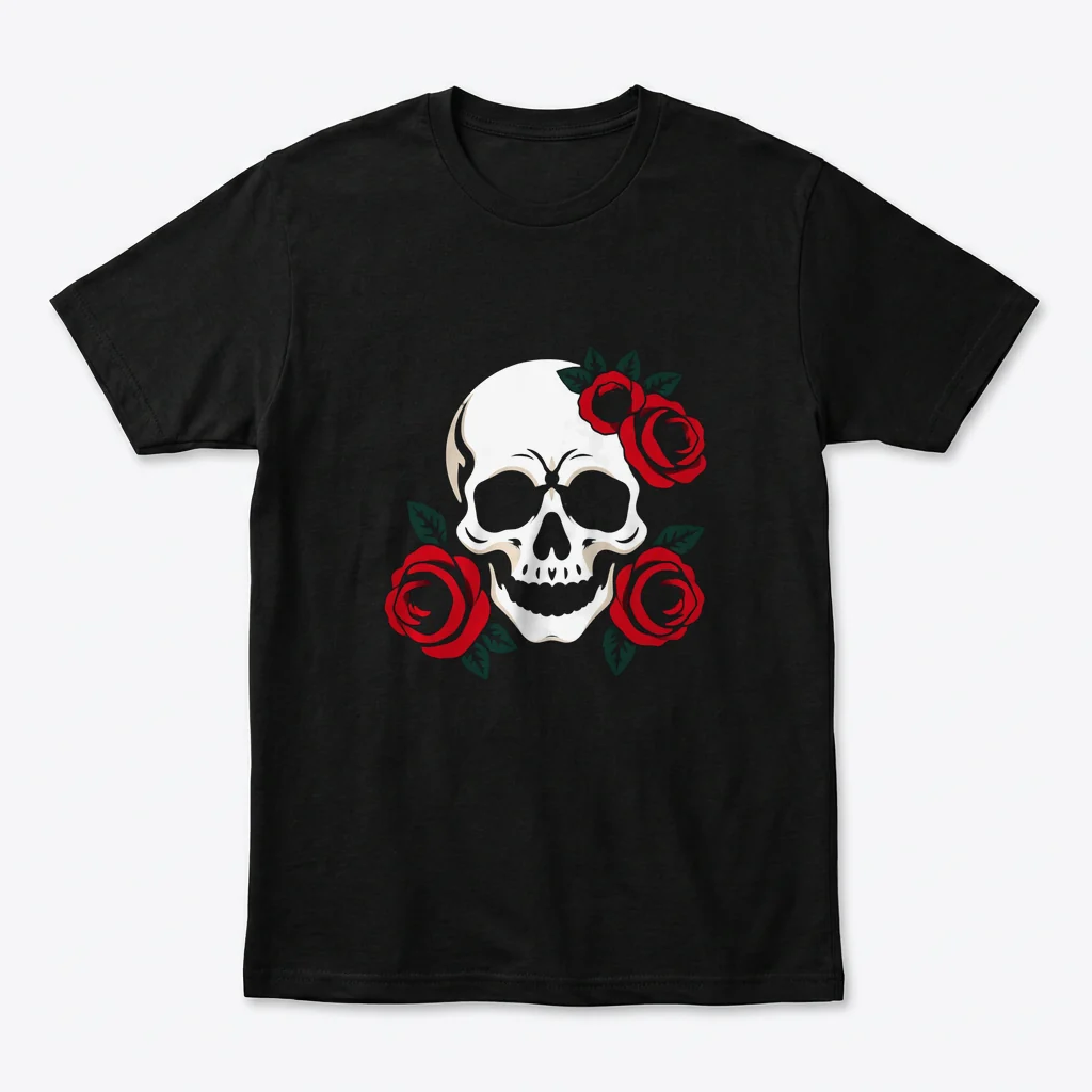 Camiseta Calavera con Rosas