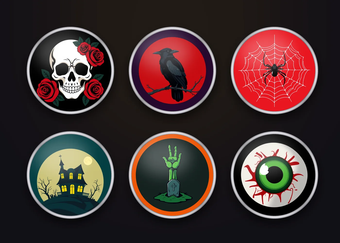 Pack de 6 pines de Halloween de terror