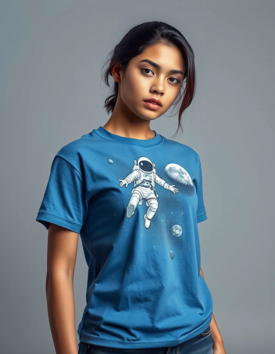 Camiseta Astronauta Azul Cielo — Blanco