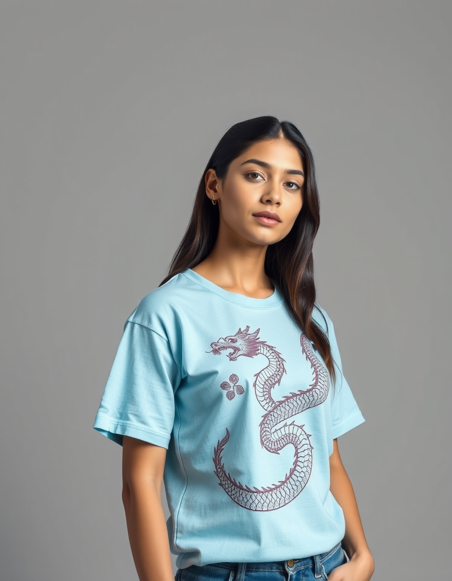 Camiseta Dragón Azul Cielo — Blanco