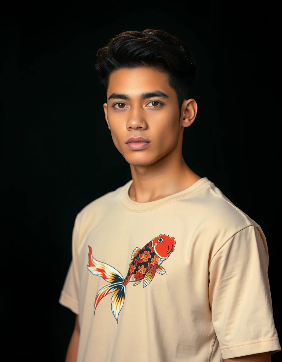 Camiseta Koi Beige — Blanco