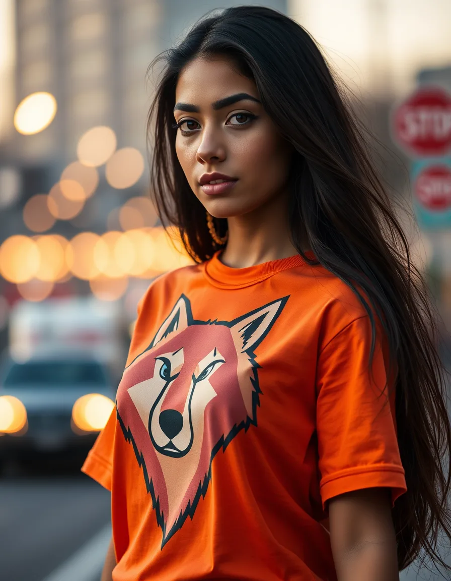 Camiseta Lobo Naranja — Blanco