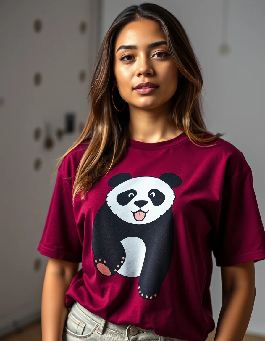 Camiseta Panda Vino Tinto