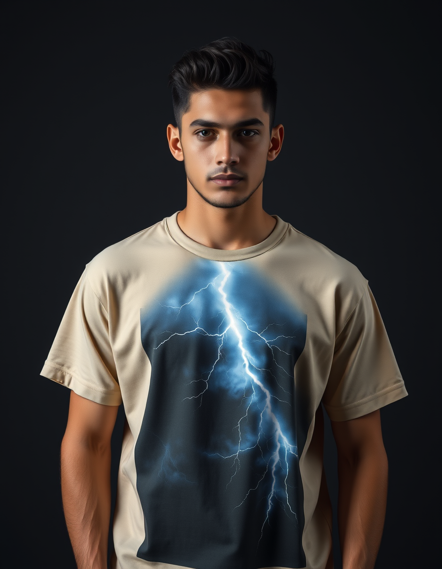 Camiseta Rayo Beige — Blanco