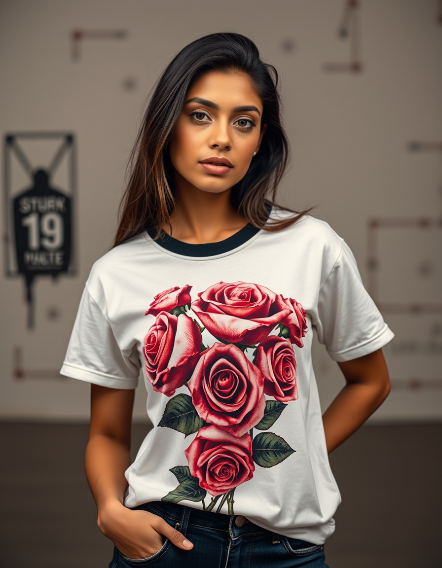 Camiseta Rosas Blanca — Blanco