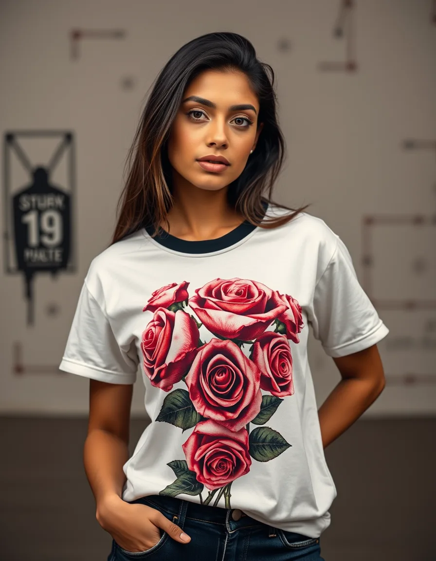 Camiseta Rosas Blanca