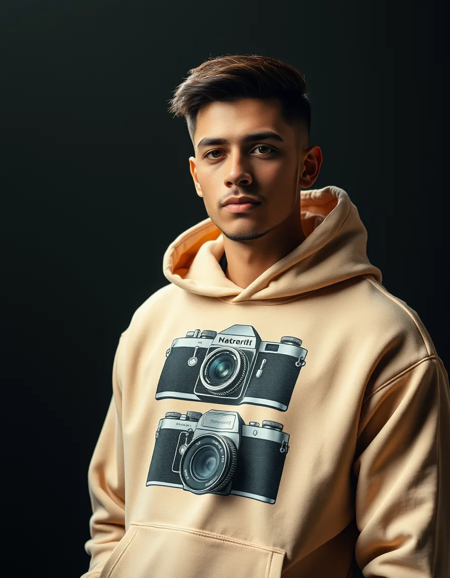 Hoodie Cámara Beige — Blanco