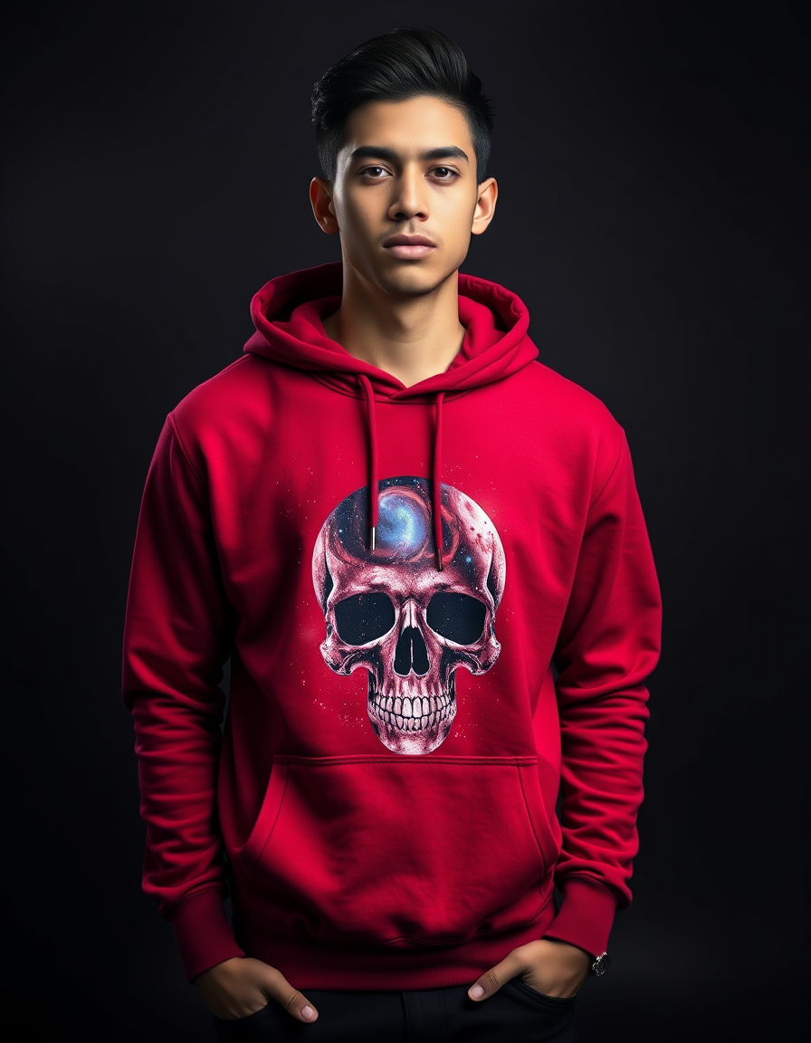 Hoodie Cráneo Cósmico Roja — Blanco