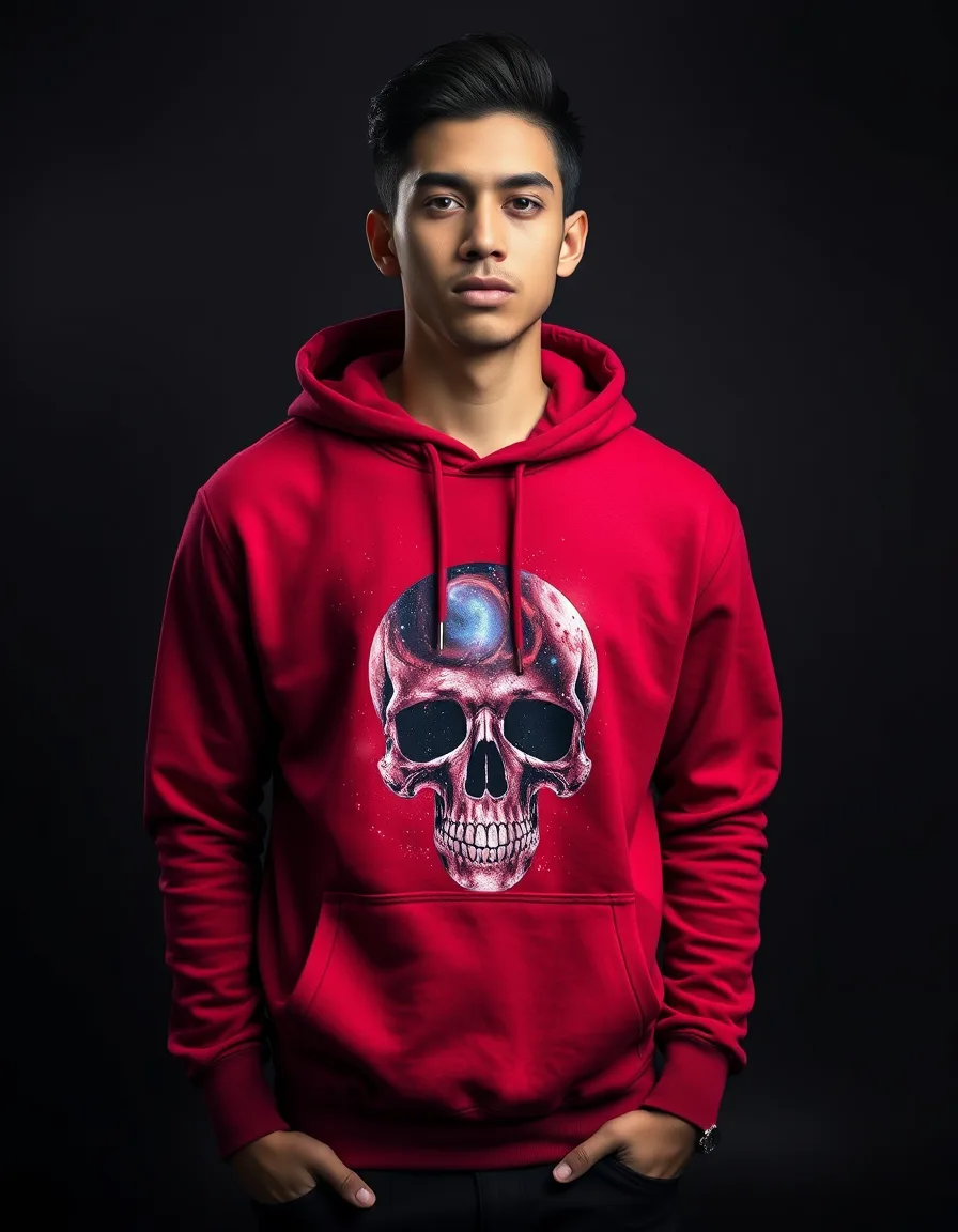 Hoodie Cráneo Cósmico Roja