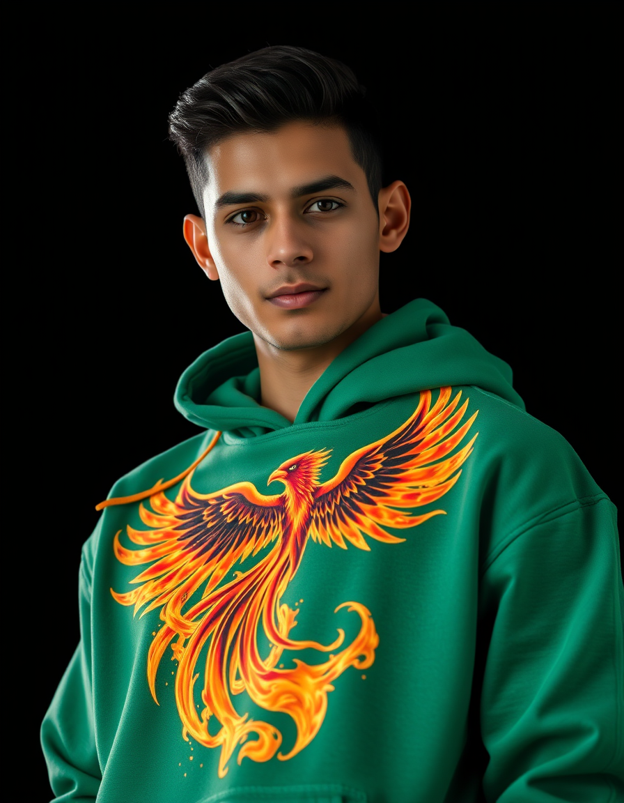 Hoodie Fénix Verde — Blanco
