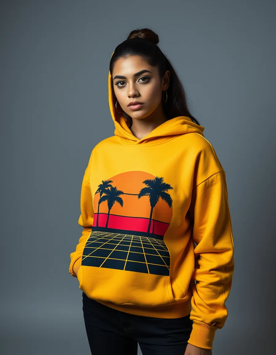 Hoodie Signature Atardecer Retro Mostaza