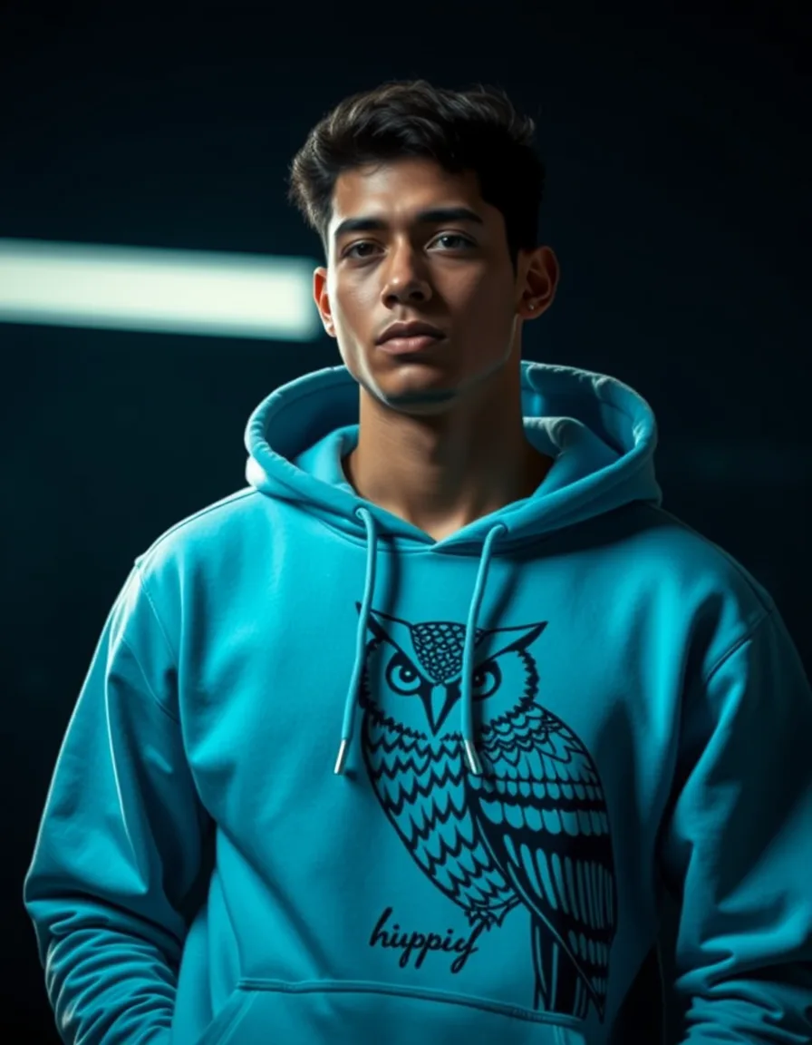 Hoodie Signature Búho Azul Cielo