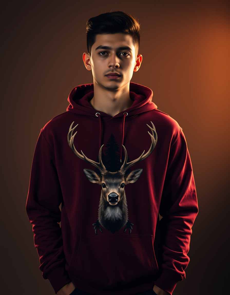 Hoodie Signature Venado Vino Tinto — Blanco