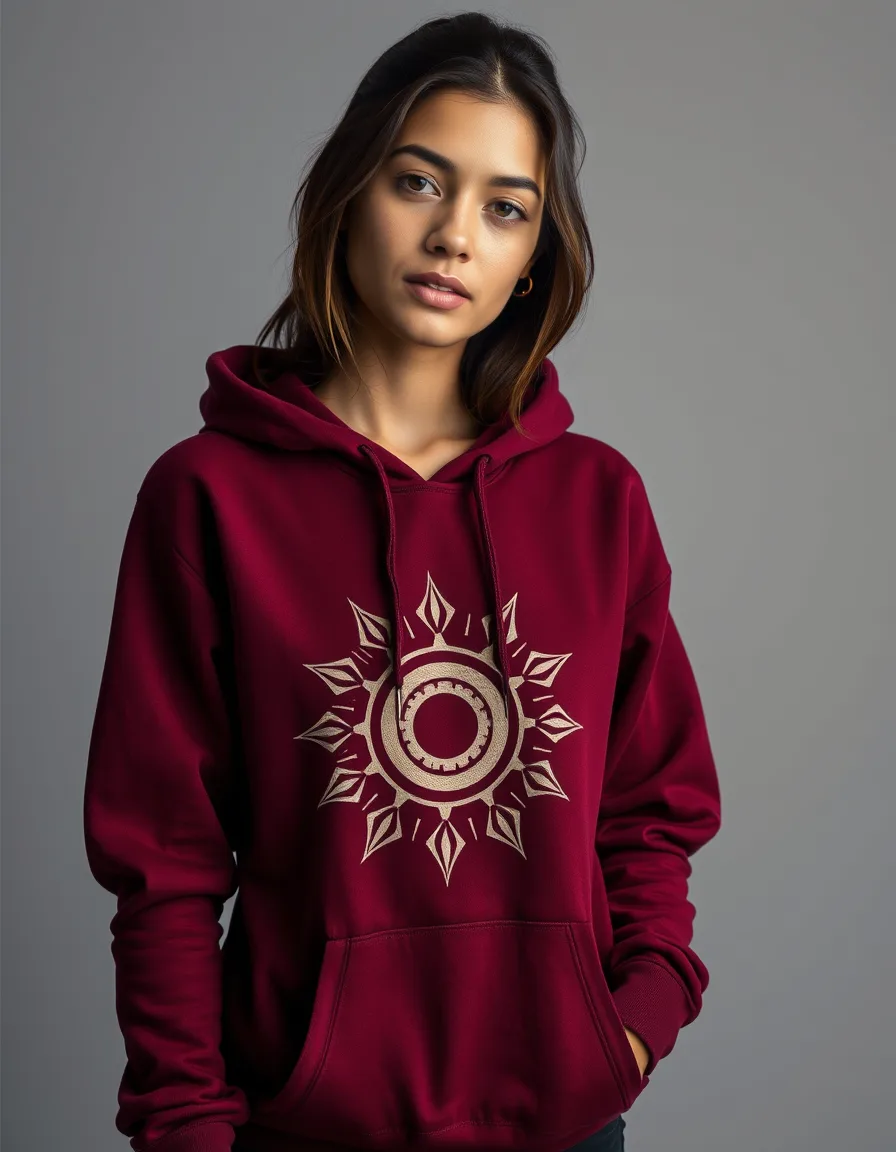 Hoodie Sol Azteca Vino Tinto