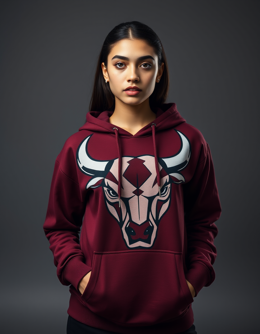 Hoodie Toro Vino Tinto — Blanco